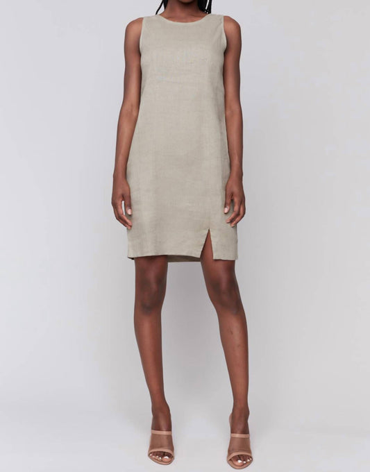 Charlie B - Solid Sleeveless Crew Neck Linen Dress