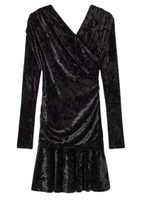 GANNI Velour Jersey Crossover ruched mini dress in black - women's dress