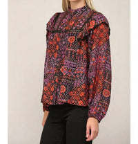 Fate - LACE TRIM INSERT HIGH NECK BLOUSE