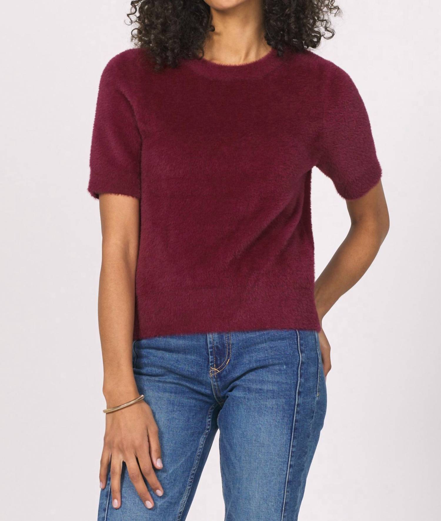 Another Love - Susie Short Sleeve Fuzzy Sweater