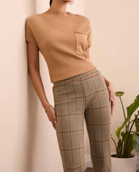 Tribal - Plaid Knit Ponte Pull-on Ankle Pants