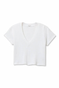 Perfectwhitetee - Jada Boxy Waffle V-Neck Tee