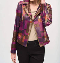 Joseph Ribkoff - Foiled Print Faux Suede Jacket