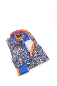 Eight X - Currents Print Button Down Shirt With Trim