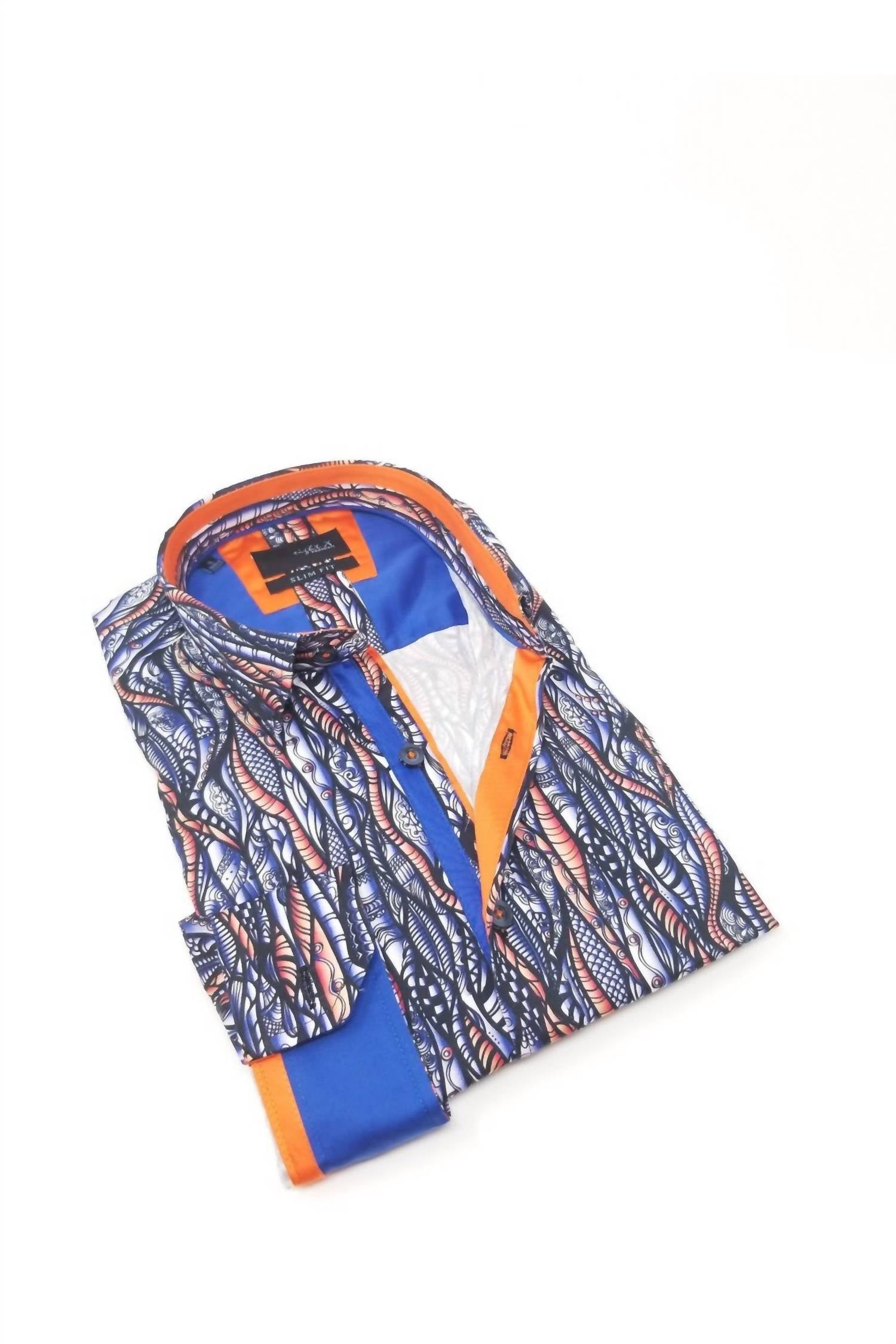 Eight X - Currents Print Button Down Shirt With Trim