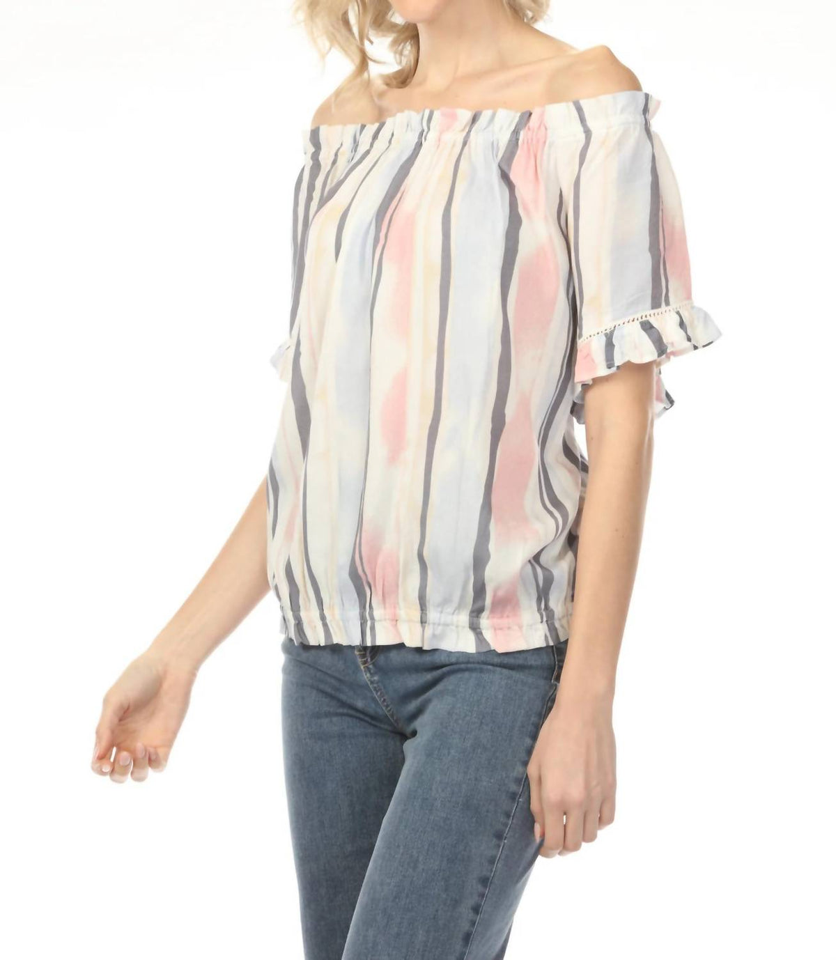 Charlie B - Striped Off-shoulder Peasant Blouse