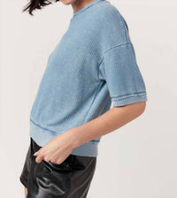 PROJECT SOCIAL T Sage Burnout Thermal Tee in b o alpine blue - women's t-shirt - detail view