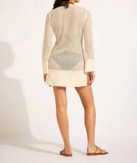 Seafolly Wide Sleeves Mini Kaftan in beige - women's dress - detail view