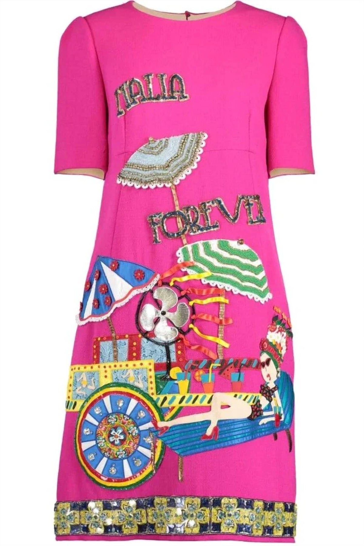 Dolce & Gabbana - Short Sleeve Italia Forever Embroidered Dress