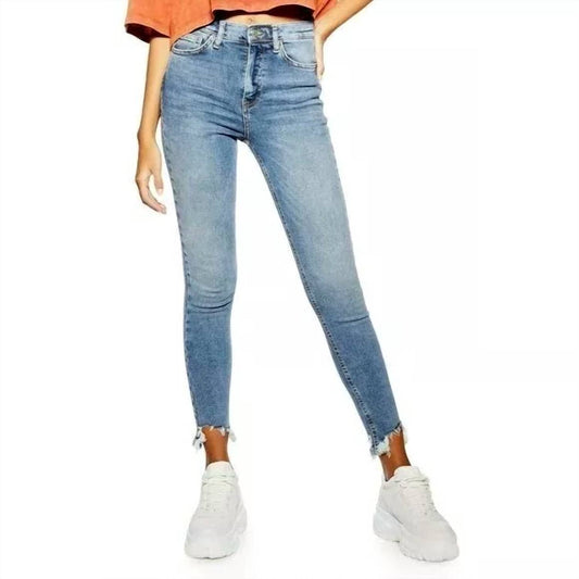 Topshop - High Rise Stretch Chewed Hems Jamie Skinny Jeans