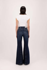 Icon Denim LA Stella Flared Jeans in deep blue - women's jeans - detail view