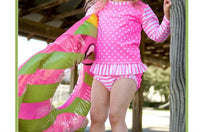 Rufflebutts - Stripe and Dot Rash Guard Swim Suit