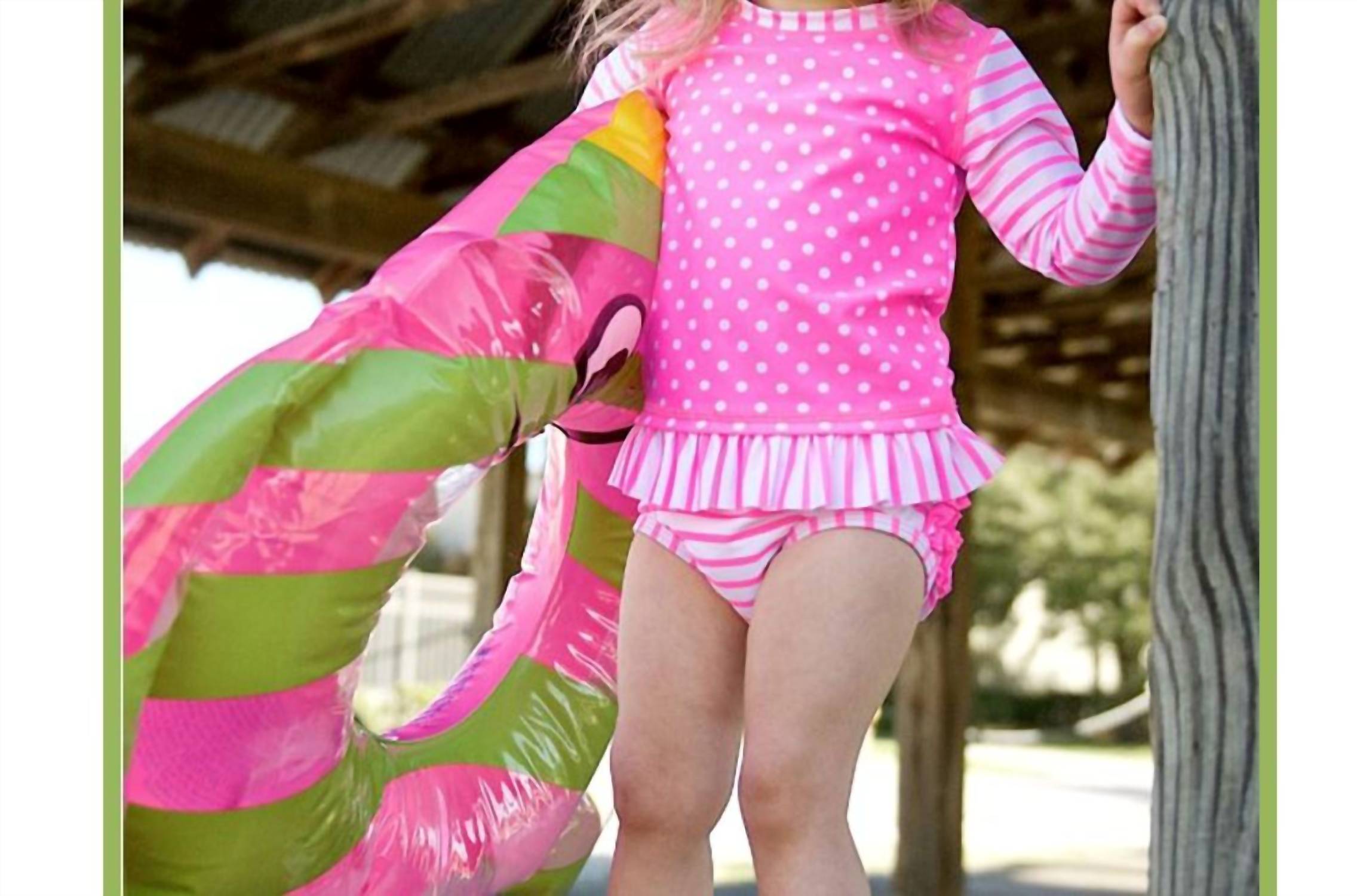 Rufflebutts - Stripe and Dot Rash Guard Swim Suit