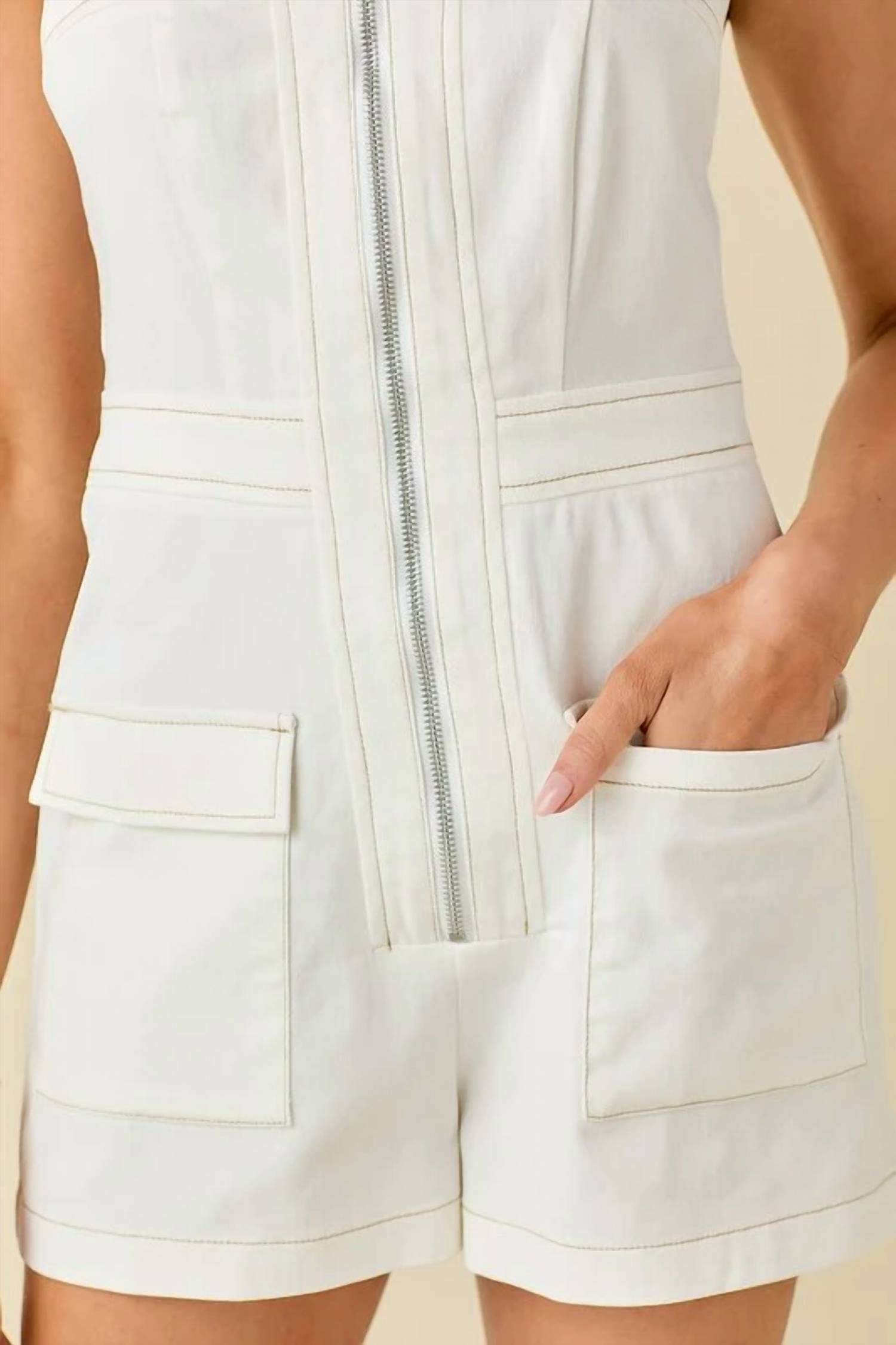 Baby Pink - Sleeveless Cotton Blend Romper
