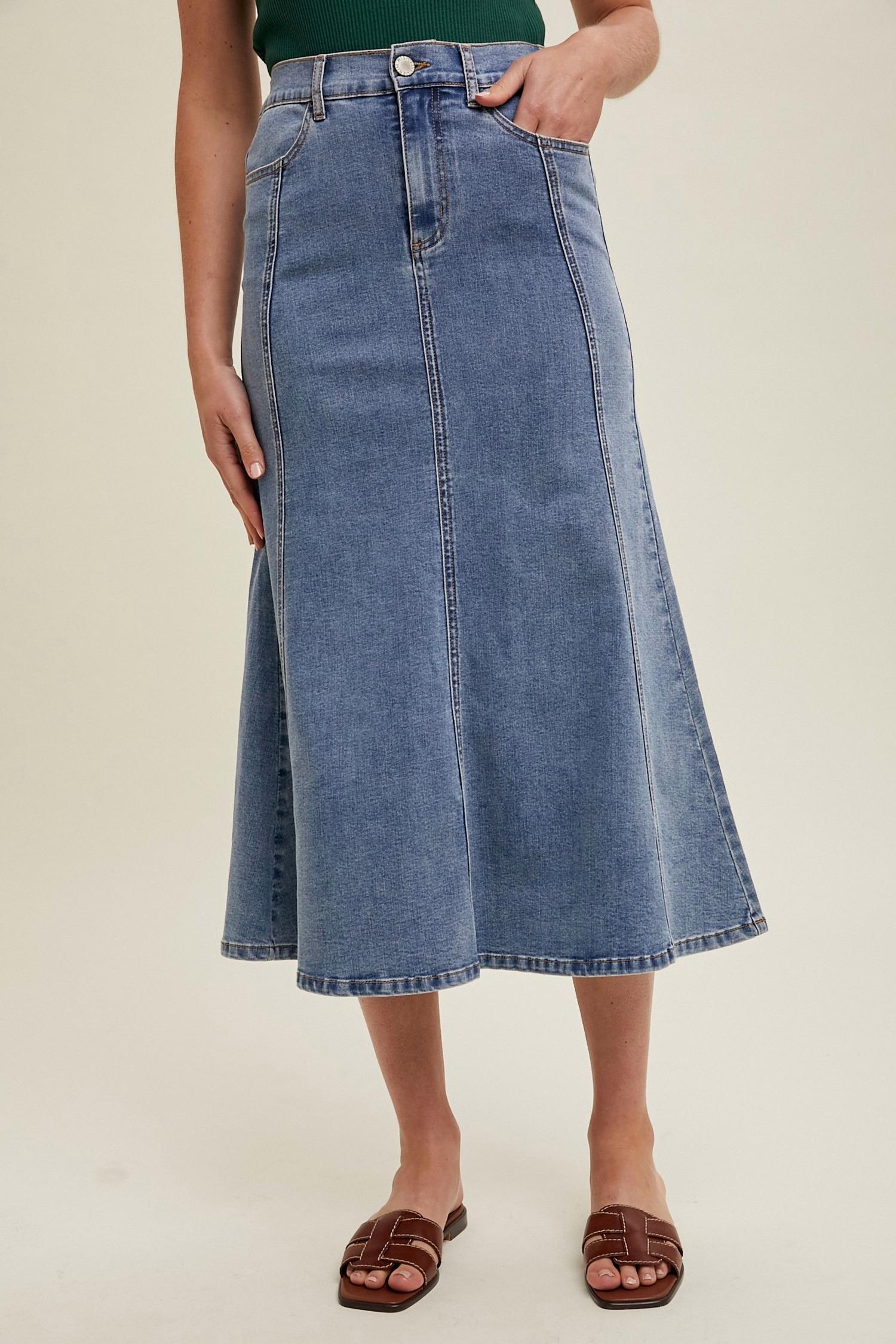 Wishlist - FLARE MIDI DENIM SKIRT