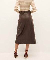 Marie Oliver Chelsea Midi Skirt in walnut - women's skirt - detail view