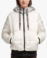 Dkny - DKNY Womens Sport Metallic Hood Puffer Jacket
