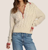 Dylan Charlotte Cable Button Sweater in natural - women's sweater - detail view