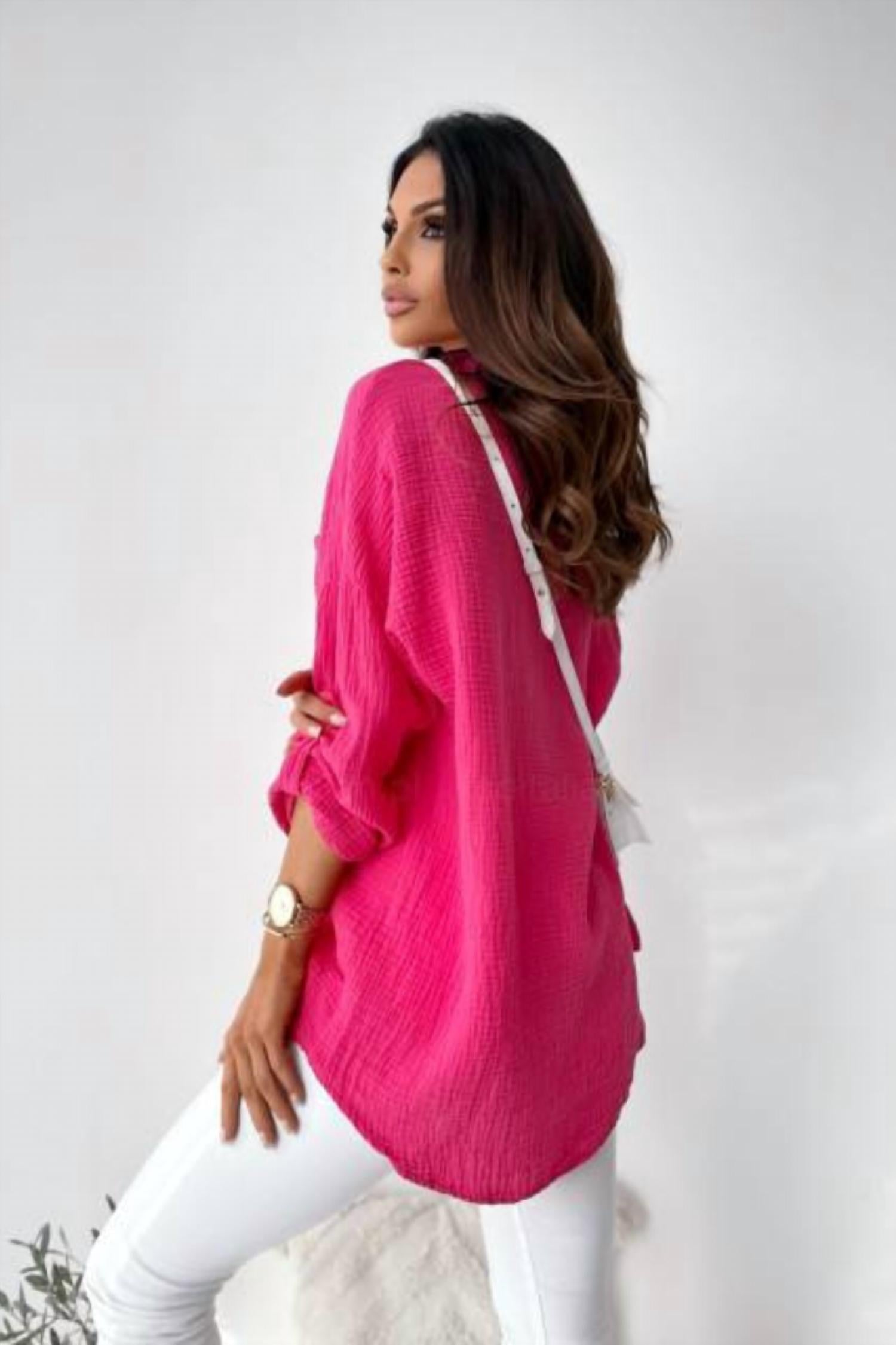 Yuka - Long Sleeve Oversize Button Down Shirt