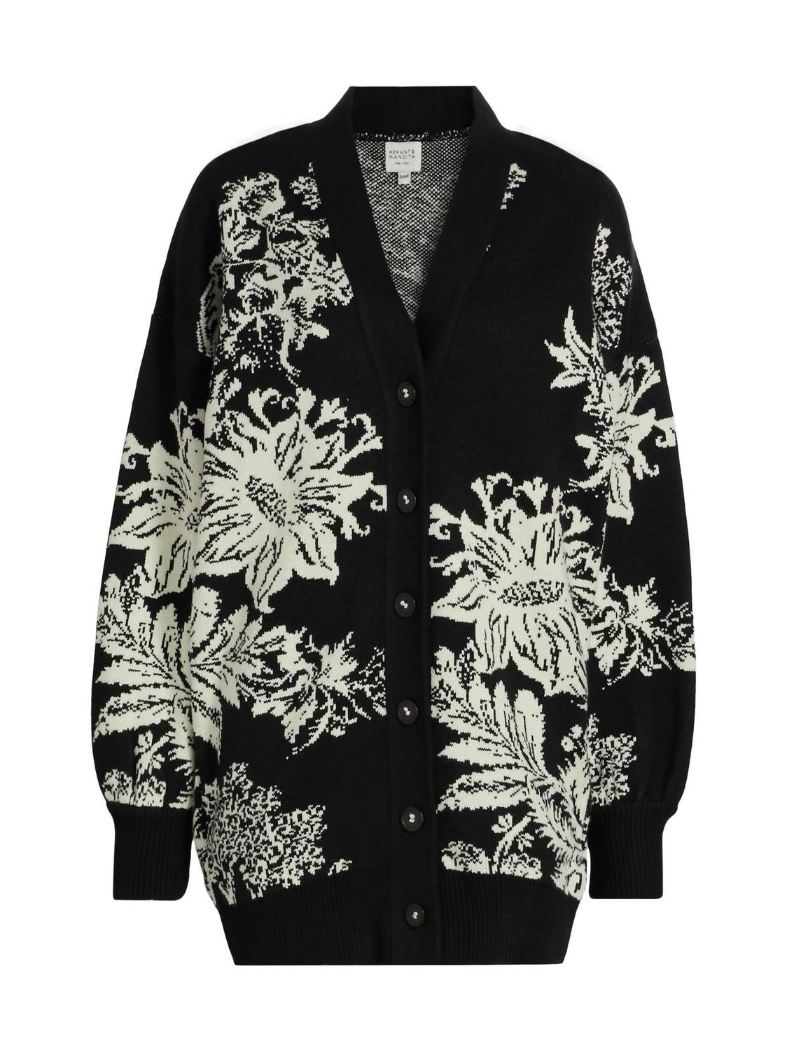HEMANT & NANDITA Dea Oversized Cardigan in black - women's cardigan - alternate view