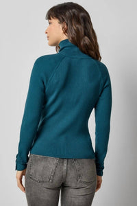 Lilla P Slim Rib Turtleneck Sweater in deep sea - women's sweater - alternate view