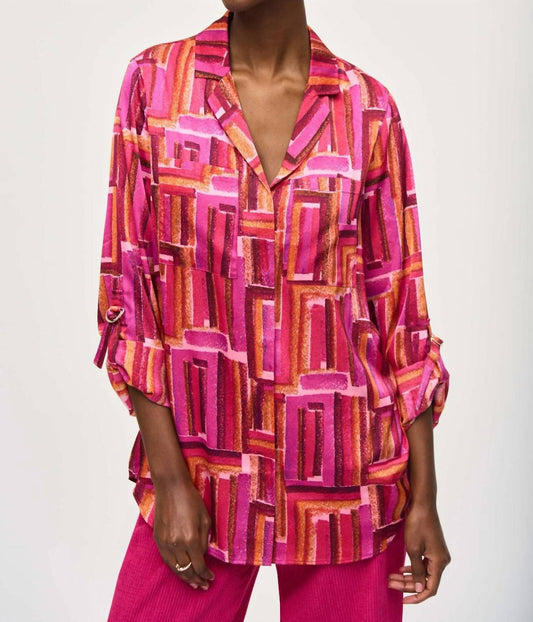 Joseph Ribkoff - Geometric Print Button-down Blouse