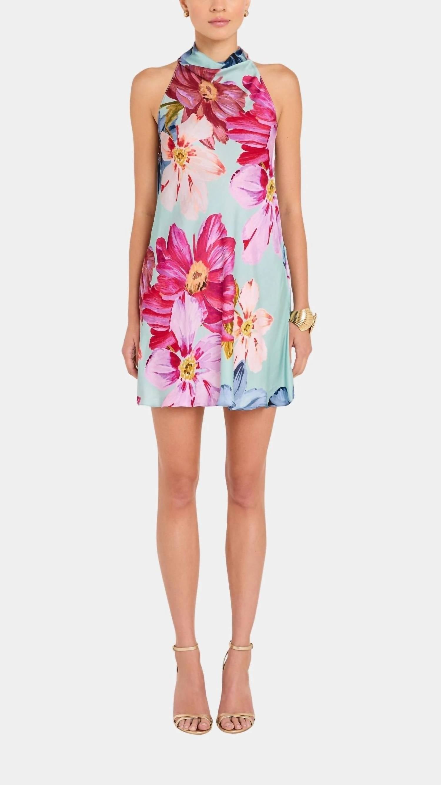 Amanda Uprichard Calypso Mini Dress in blue multi - women's dress