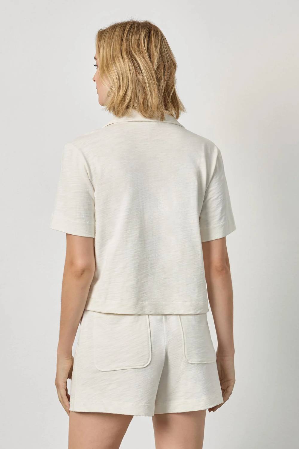 Lilla P - Elbow Sleeve Button Down Tee