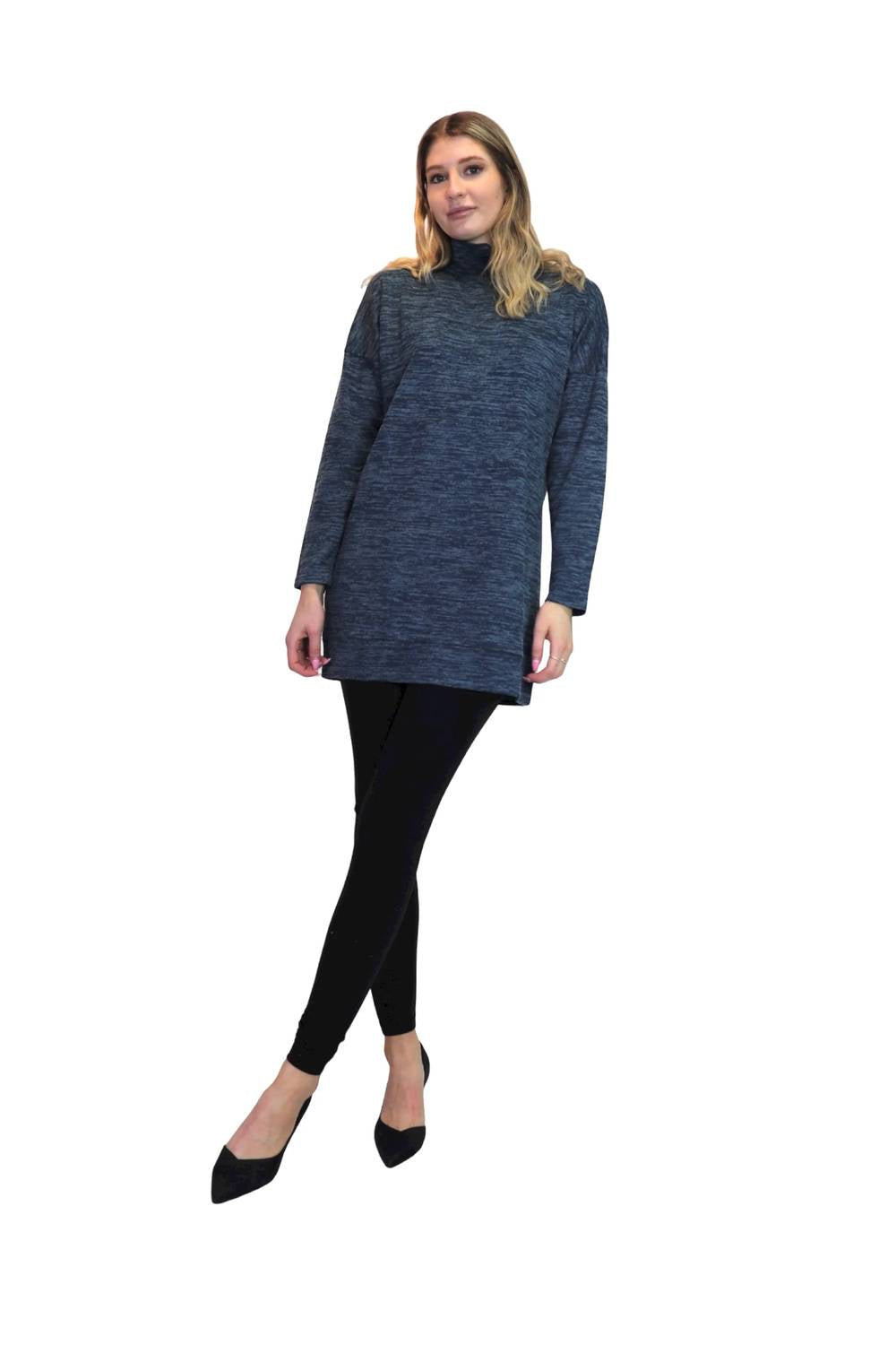 Papillon - Heathered Cowl Neck Sweater Dress