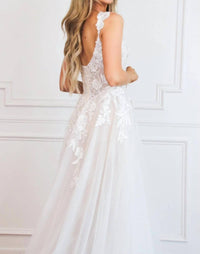 Cinderella Divine - Posie Floral Applique Bustier A Line Sparkly Wedding Dress
