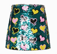 Hannah Banana - Heart Sequin Mini Skirt