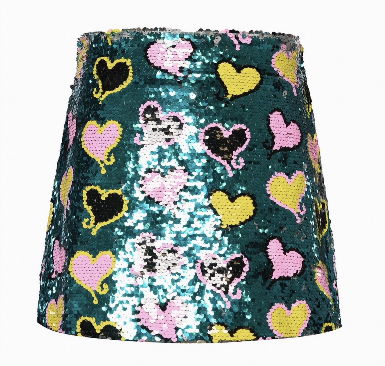 Hannah Banana - Heart Sequin Mini Skirt