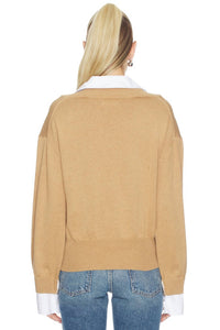 Naadam - Mixed Media V-neck Top