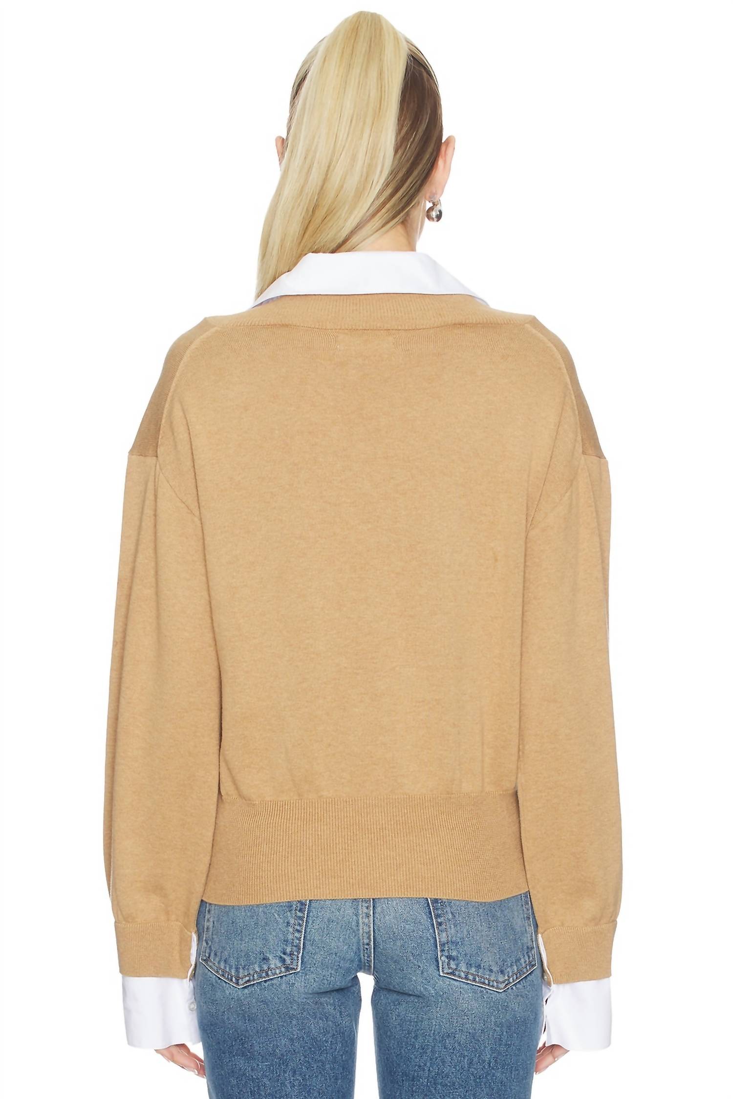Naadam - Mixed Media V-neck Top
