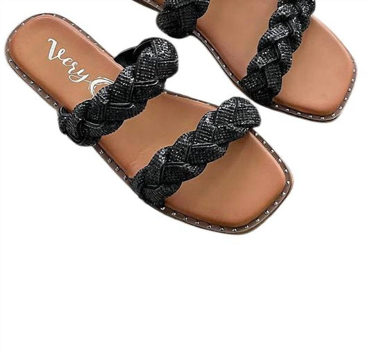 Very G - Women's Twisty Rhinestone Braided Sandals