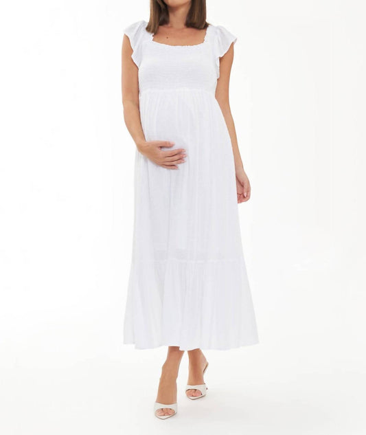 Ripe Maternity - Swiss Dot Smocked Maxi Dress