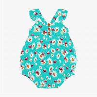 Posh Peanut - Girl's Henley Ruffled Capsleeve Bubble Romper
