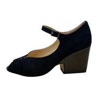 SACHA LONDON Women's Saba Peep-toe Block Heel Pumps in black kid suede - women's sandal