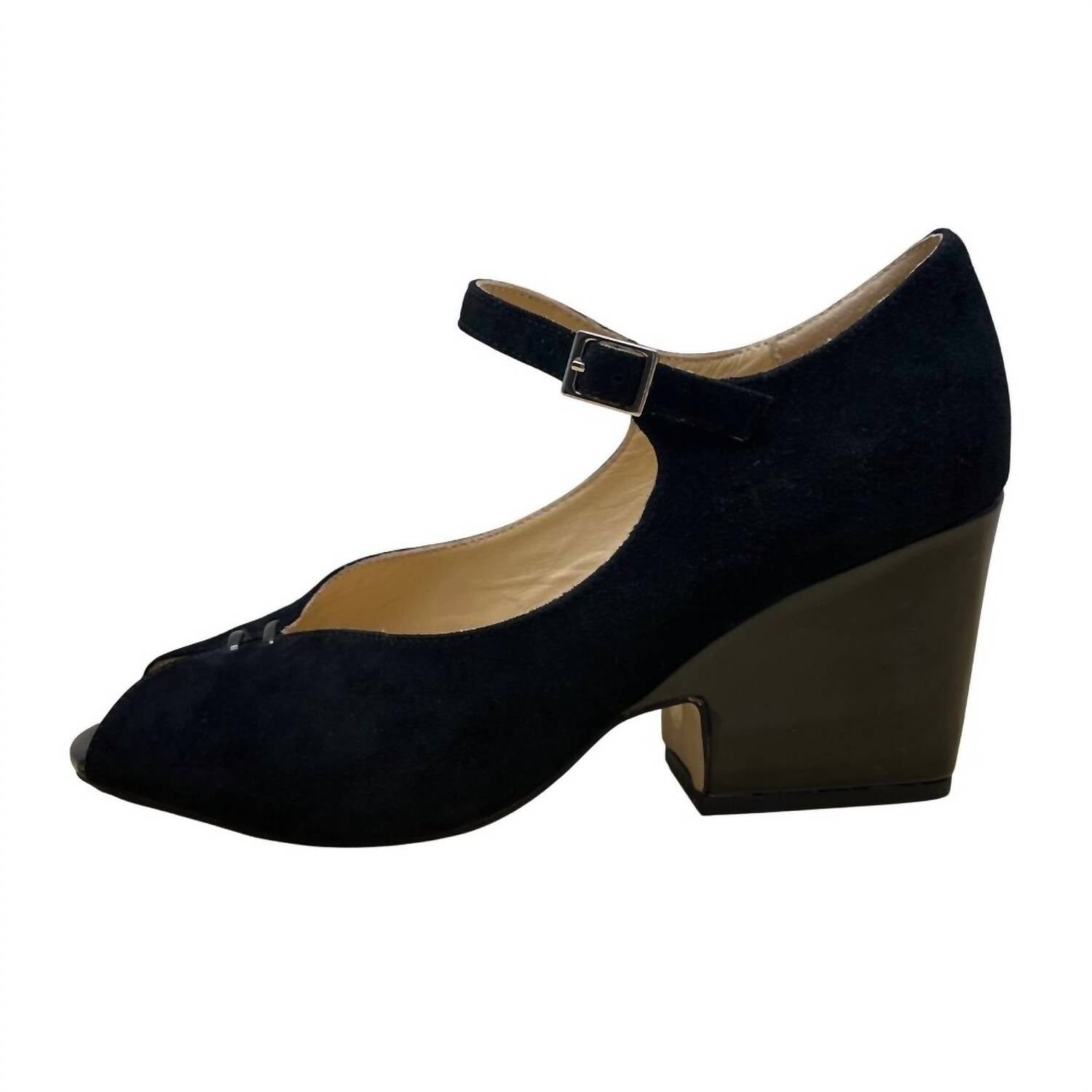 SACHA LONDON Women's Saba Peep-toe Block Heel Pumps in black kid suede - women's sandal