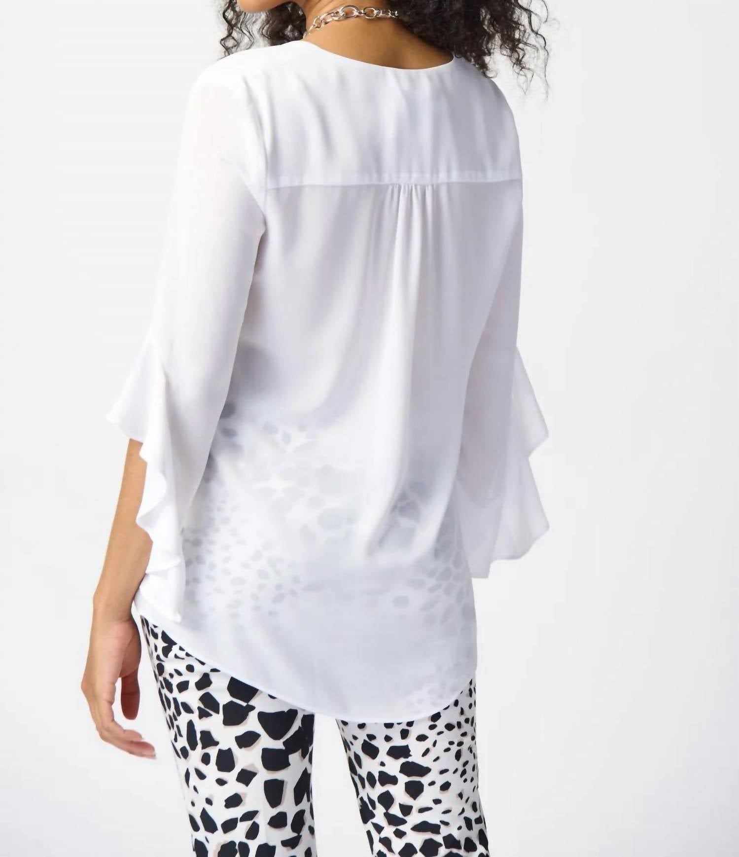 Joseph Ribkoff - Georgette Top With Ruffled Sleeves