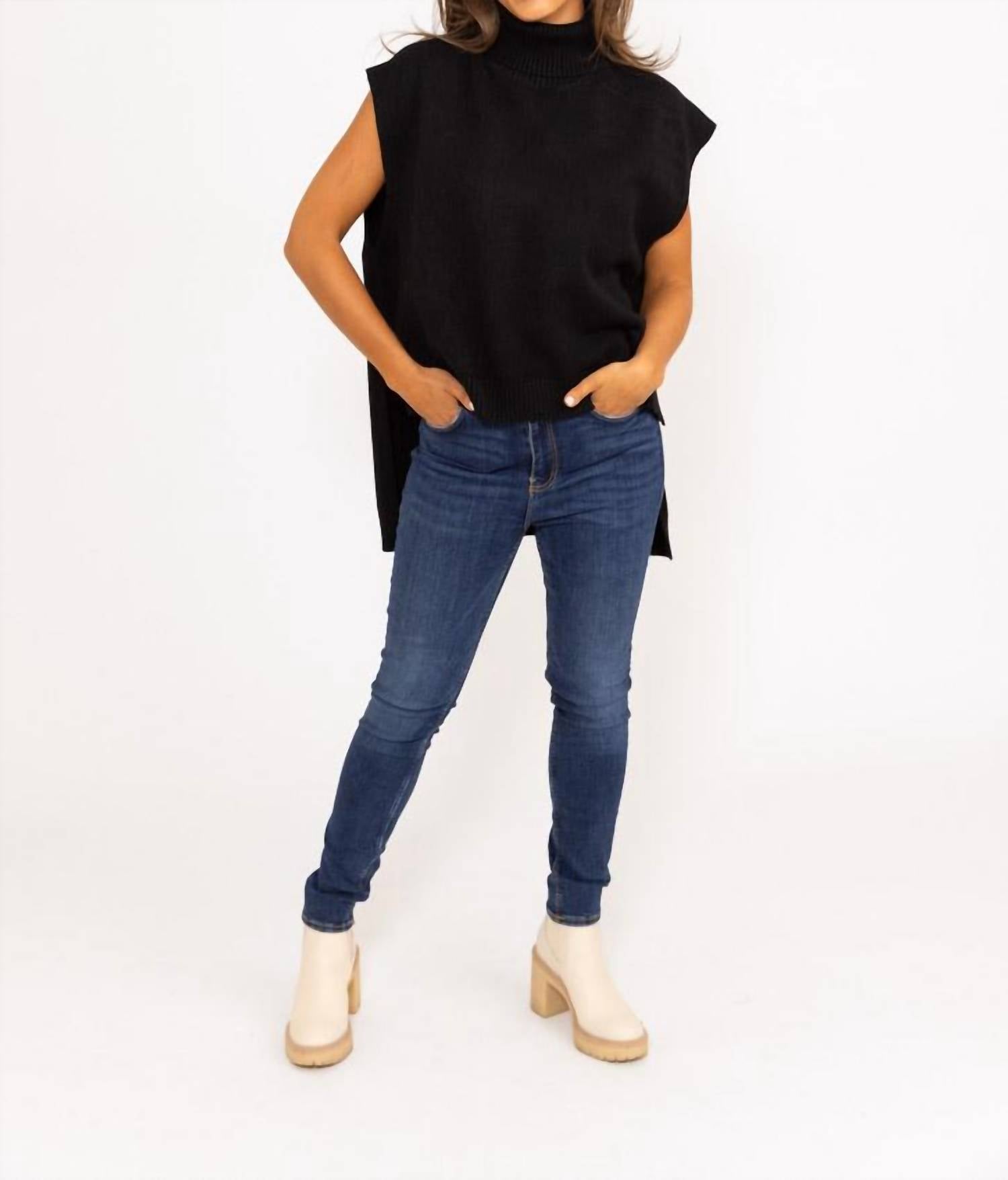 Karlie - Solid Turtleneck Sweater Tunic
