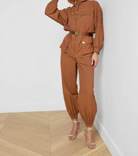 L'Agence Mariko Jogger in bone brown - women's pants - view 5