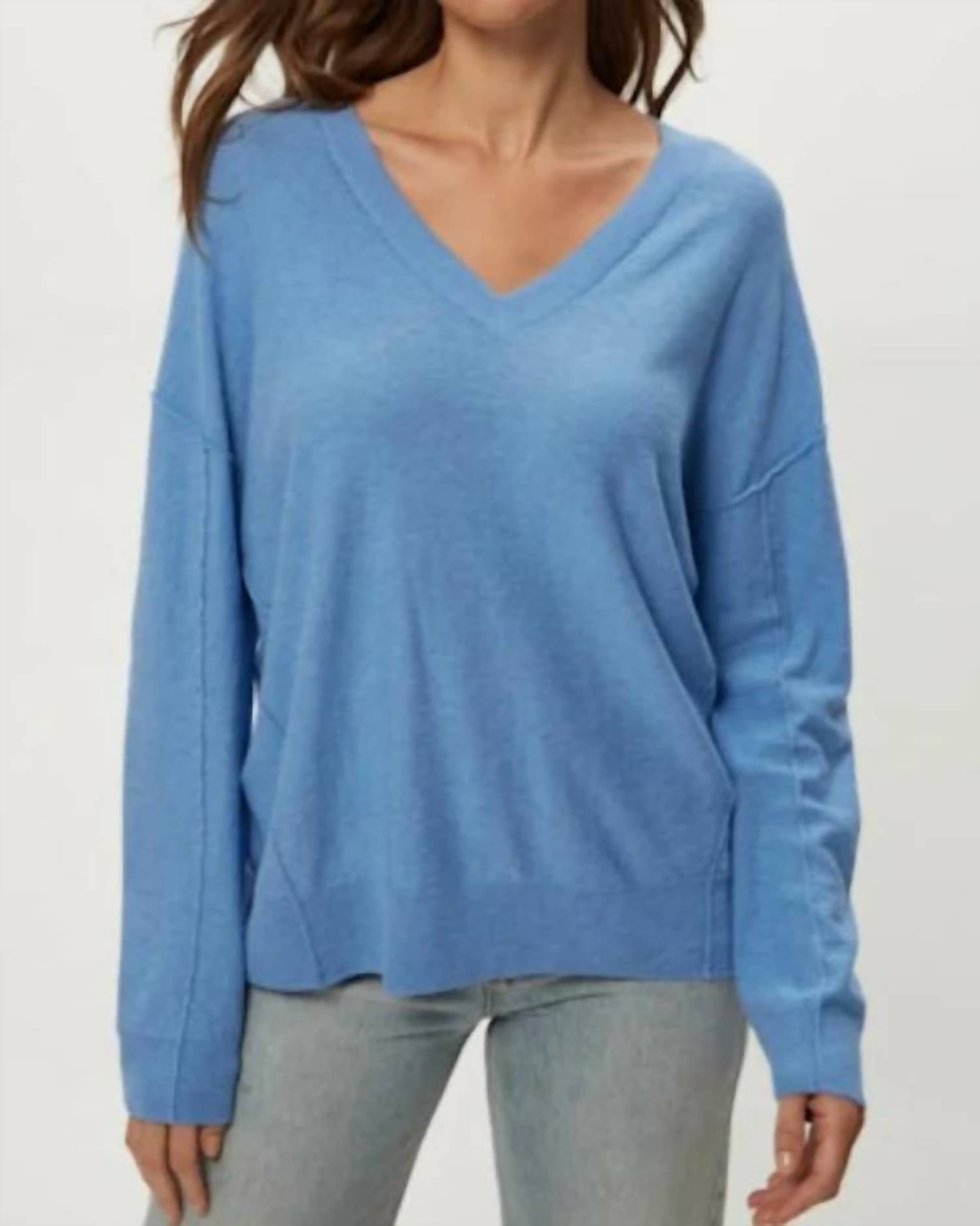 Michael Stars - Halsey Cashmere Blend V Neck Long Sleeve Pullover