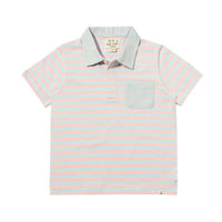 ME & HENRY Boy's Anchor Polo in pink sky - kids' shirt