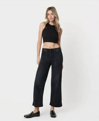 Vervet By Flying Monkey - High Rise Cuffed Baggy Wide Jeans - Plus
