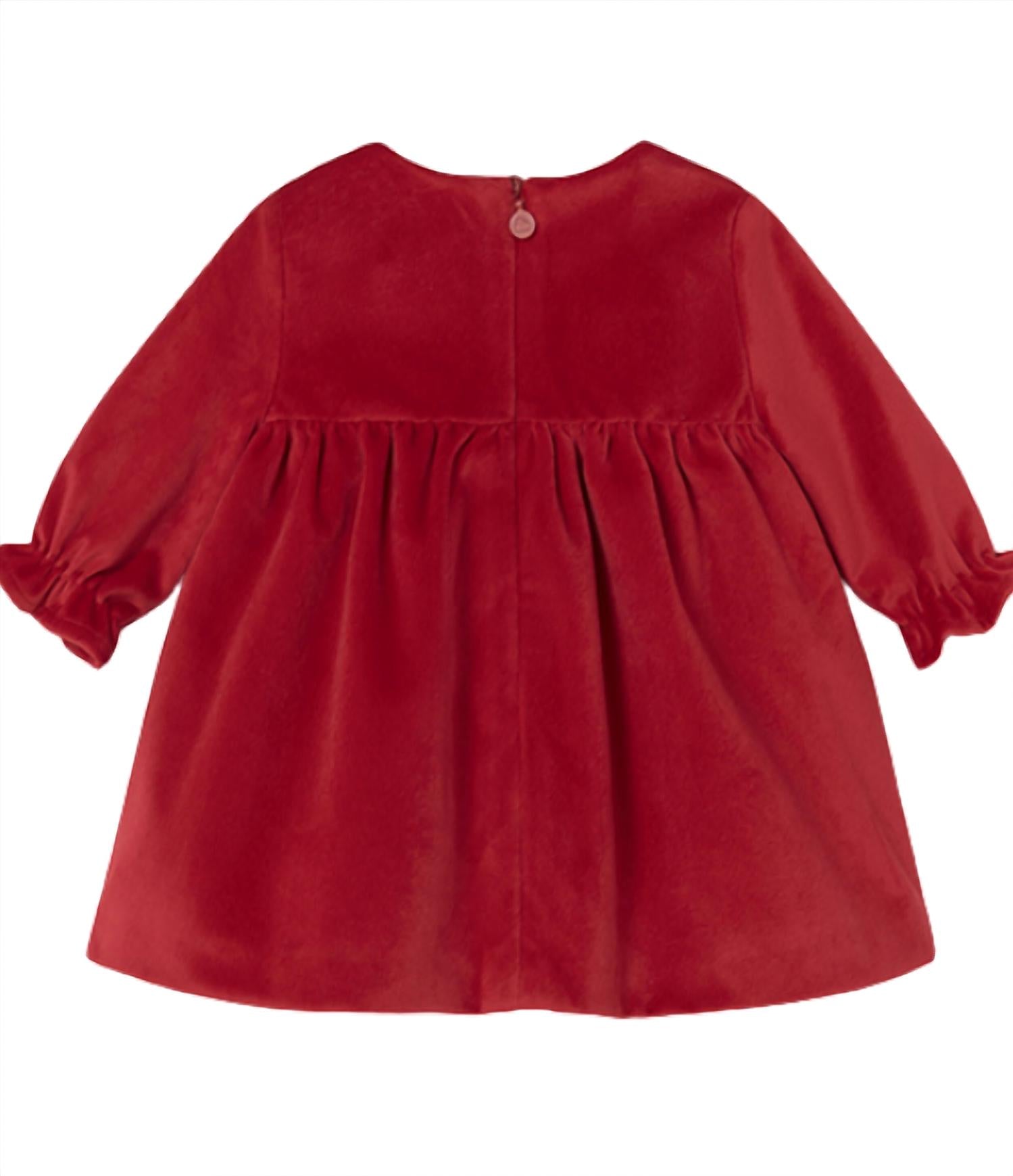 Mayoral Kid's Long Sleeve Velvet Dress in red - kids' dress - alternate view