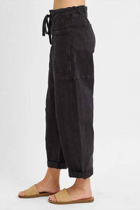Risen - High Rise Boyfriend Cuffed Barrel Jeans