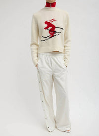 Tibi Soft Wool Ski Shrunken Sweater in ivory - women's sweater - alternate view