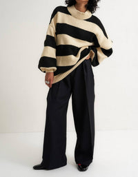 Callahan Bellamy Pullover Sweater in black stripe - women's sweater