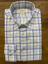 Hagen Carmel - Men's White/blue Plaid Shirt